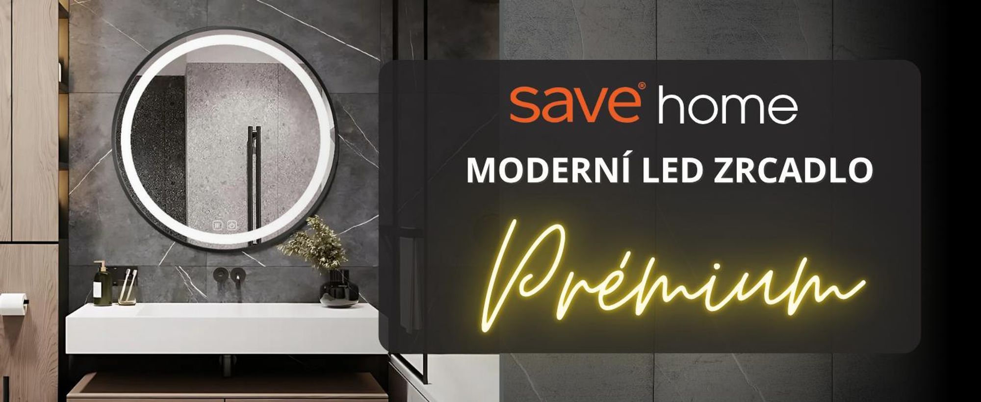 LED koupelnové zrcadlo kulaté 60 cm – koupelnové zrcadlo s LED osvětlením, dotykovým spínačem, ochranou proti zamlžování, 3 barvami světla, černým rámem – SAVE HOME