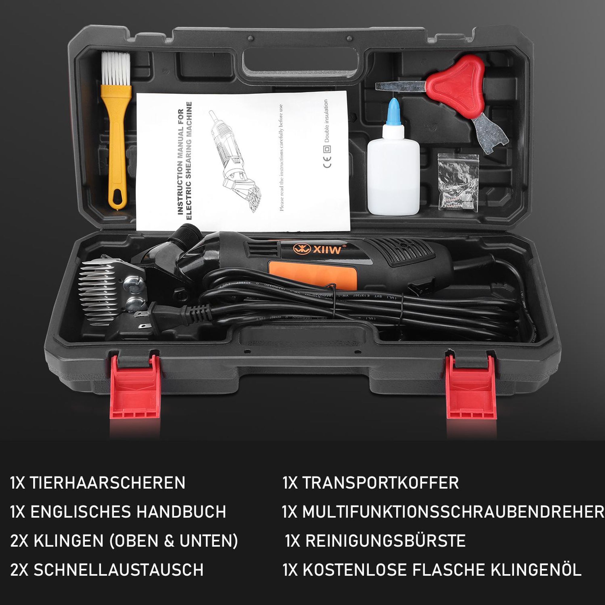 Elektrische Schafschere Professionell Schafschermaschine, 6 Geschwindigkeiten Clipper Trimmer mit 2 Sätze Klinge, Schafe, Wolle, Ziegen Farm