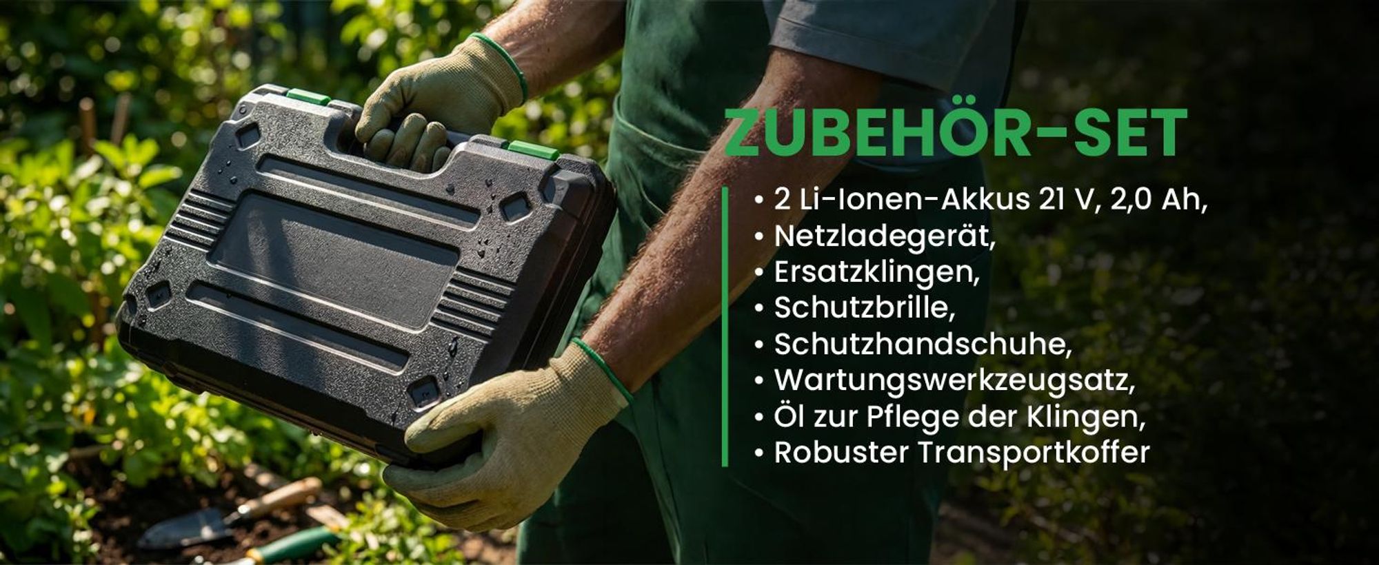 Elektrische Gartenschere Astschere mit 2xAkku 2Ah und Netzladegerat