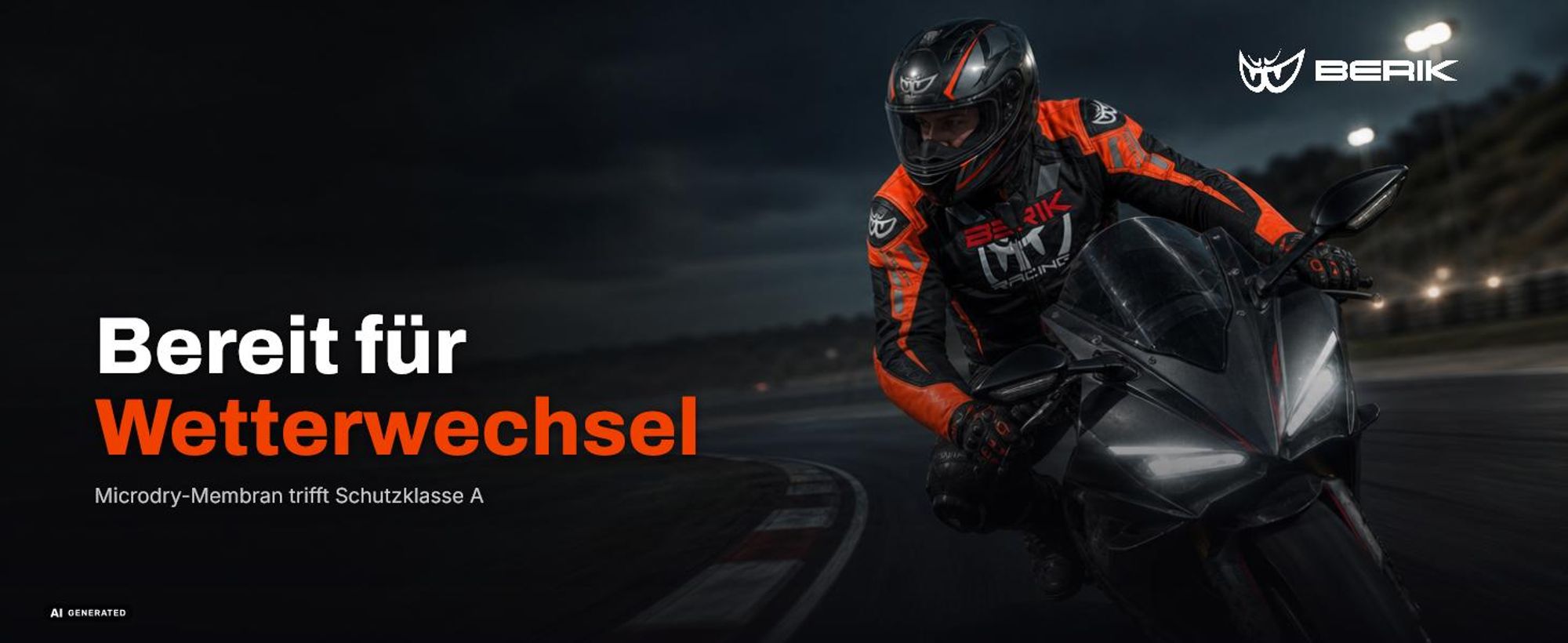 Berik Amras wasserdichte Motorrad Textiljacke, schwarz/gelb/weiß, 50