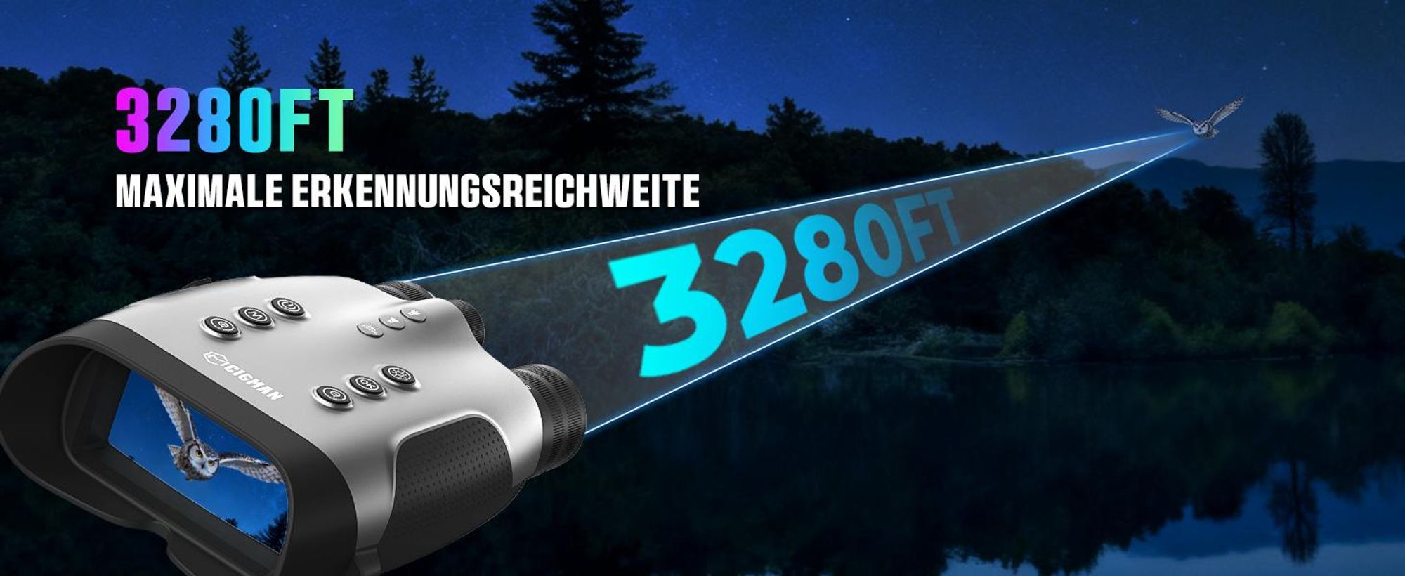 CIGMAN CNVPRO Nachtsichtgerät Echte 4K, 52MP, 1200m Reichweite