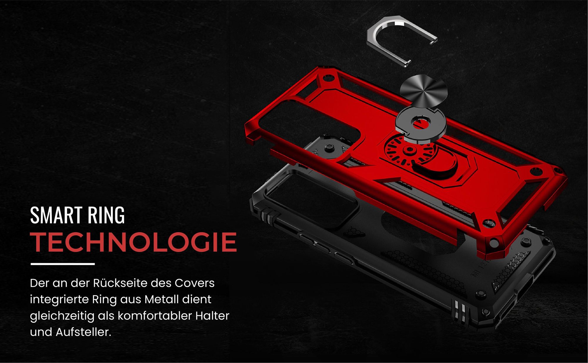 Handyhülle in Rot für Xiaomi Redmi Note 11 / 11S mit Ringhalter
