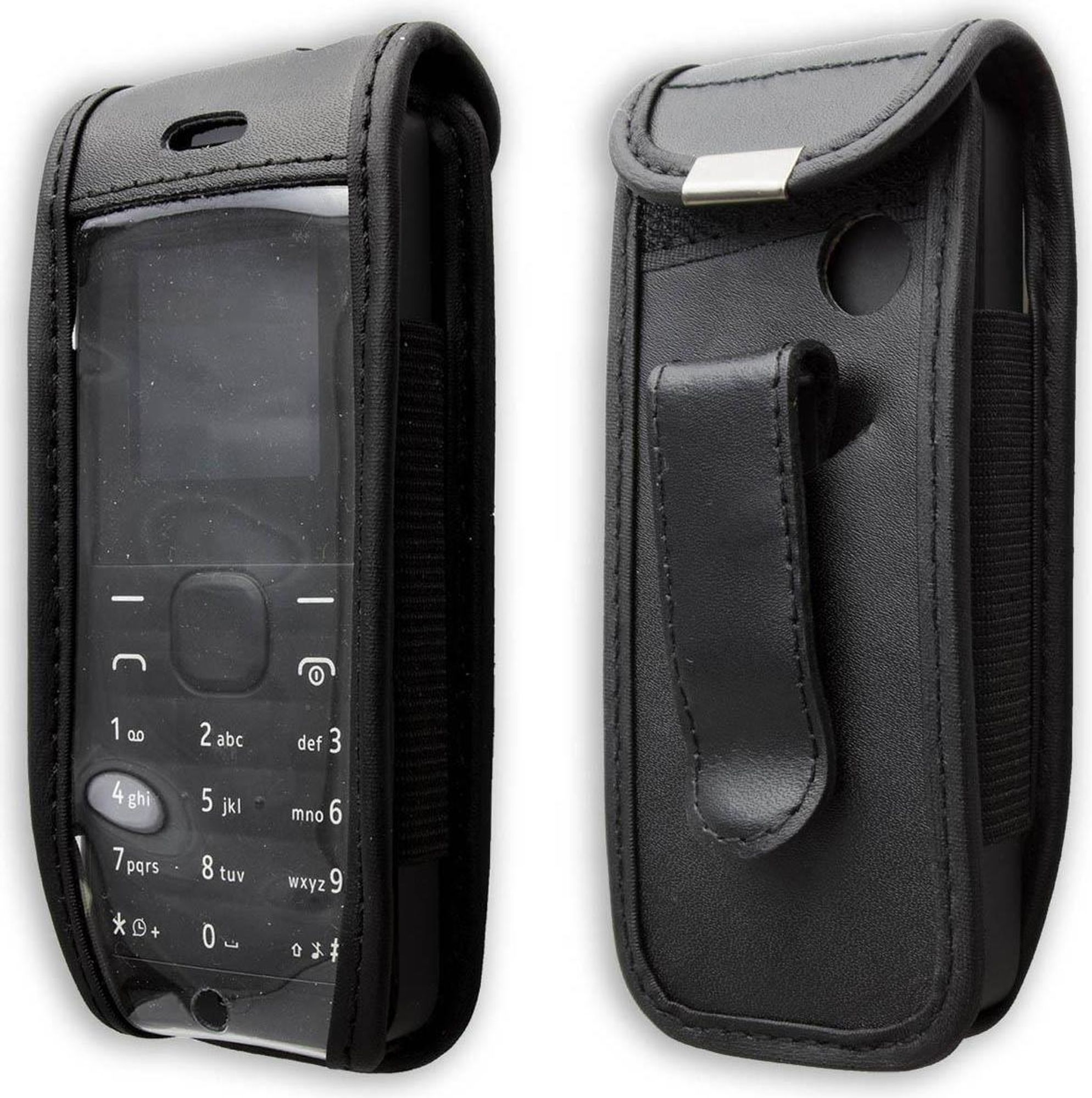 caseroxx Ledertasche mit Gürtelclip kompatibel mit Nokia 105 aus Echtleder, Tasche mit Gürtelclip und Sichtfenster Bild 2