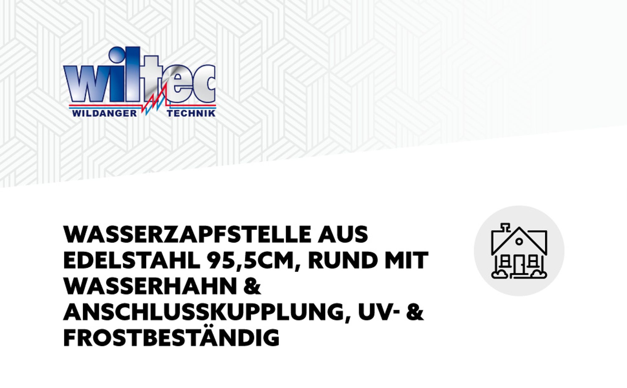 Wiltec runde Wasserzapfstelle aus Edelstahl 95,5 cm, Wassersäule mit Wasserhahn & Anschluss, UV- & frostbeständig