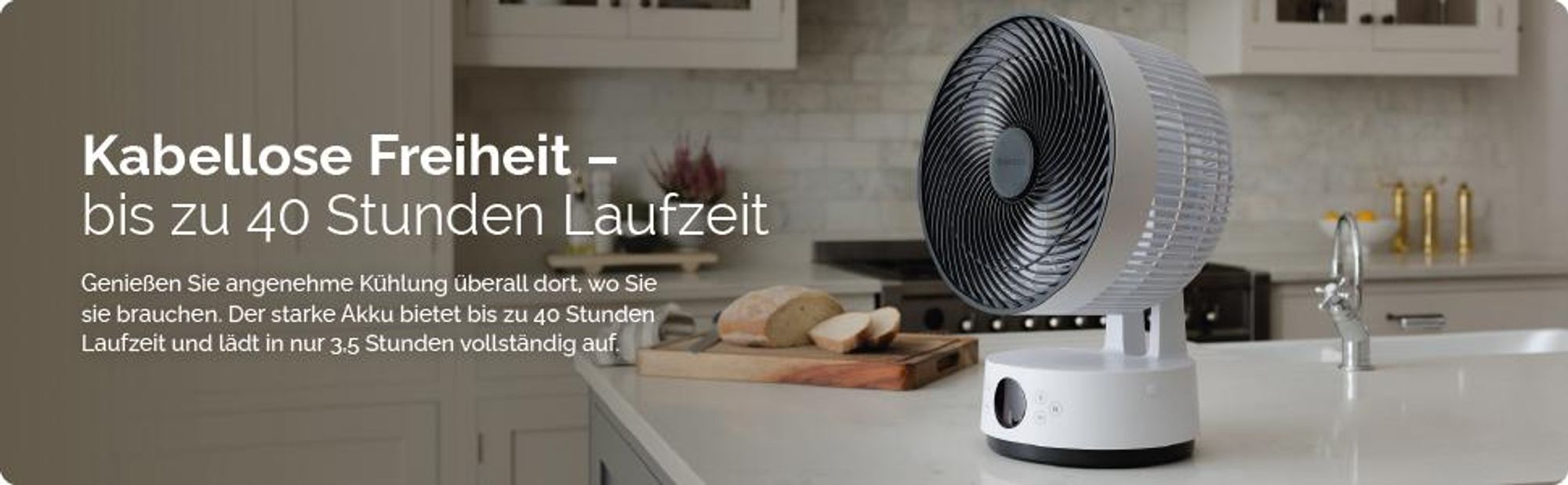 MeacoFan Sefte® 10 Pro – Akku-Tischventilator, 25 dB leise, 40 Std. Laufzeit, 1150 m³/h Luftleistung, 12 Geschwindigkeitsstufen, 3D-Oszillation