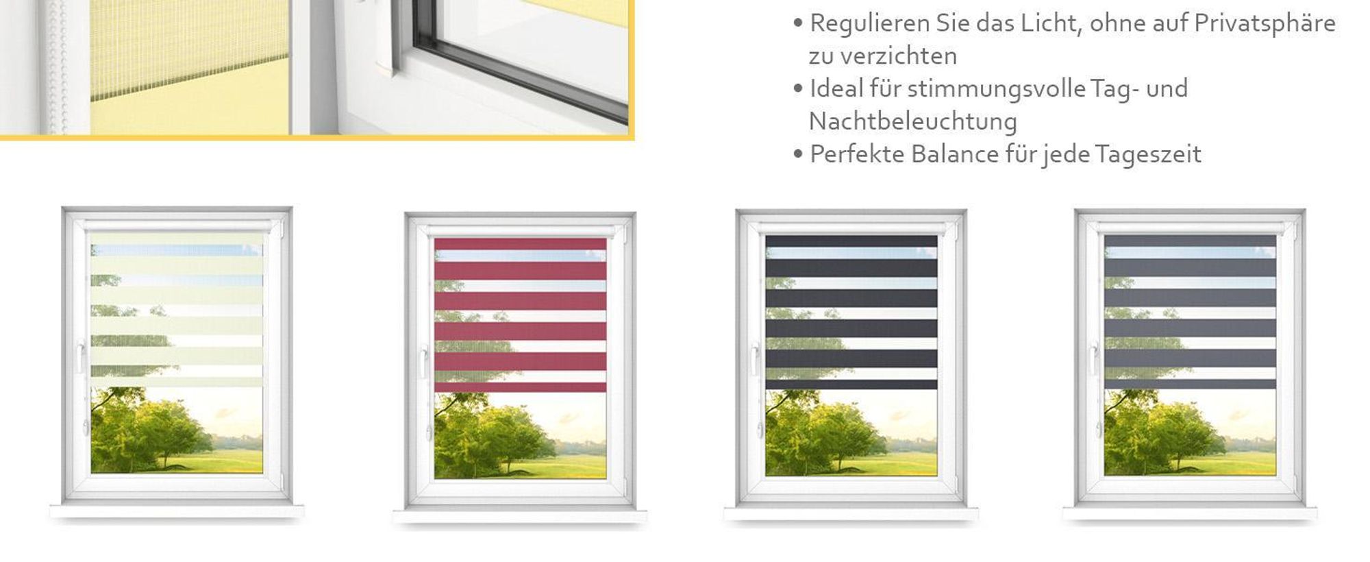 time4blinds - Doppelrollo ohne Bohren - Zebra Rollos für Fenster und Türen - Klassisch Weiß, 800x700, Rechts