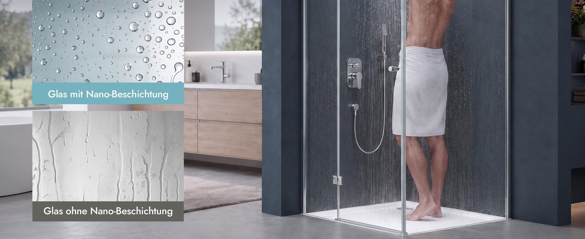doporro Eck-Duschkabine 80x80cm Dusche Eckdusche Duschabtrennung ESG-Sicherheitsglas Klarglas inkl. Easy-Clean-Beschichtung R05K