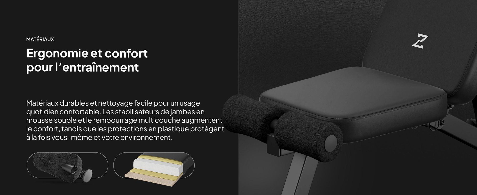 Banc de musculation pliable Zipro Tempo – Banc d'entraînement réglable pour la maison Banc incliné Banc négatif avec extenseurs Charge maximale 230 kg Idéal pour les haltères