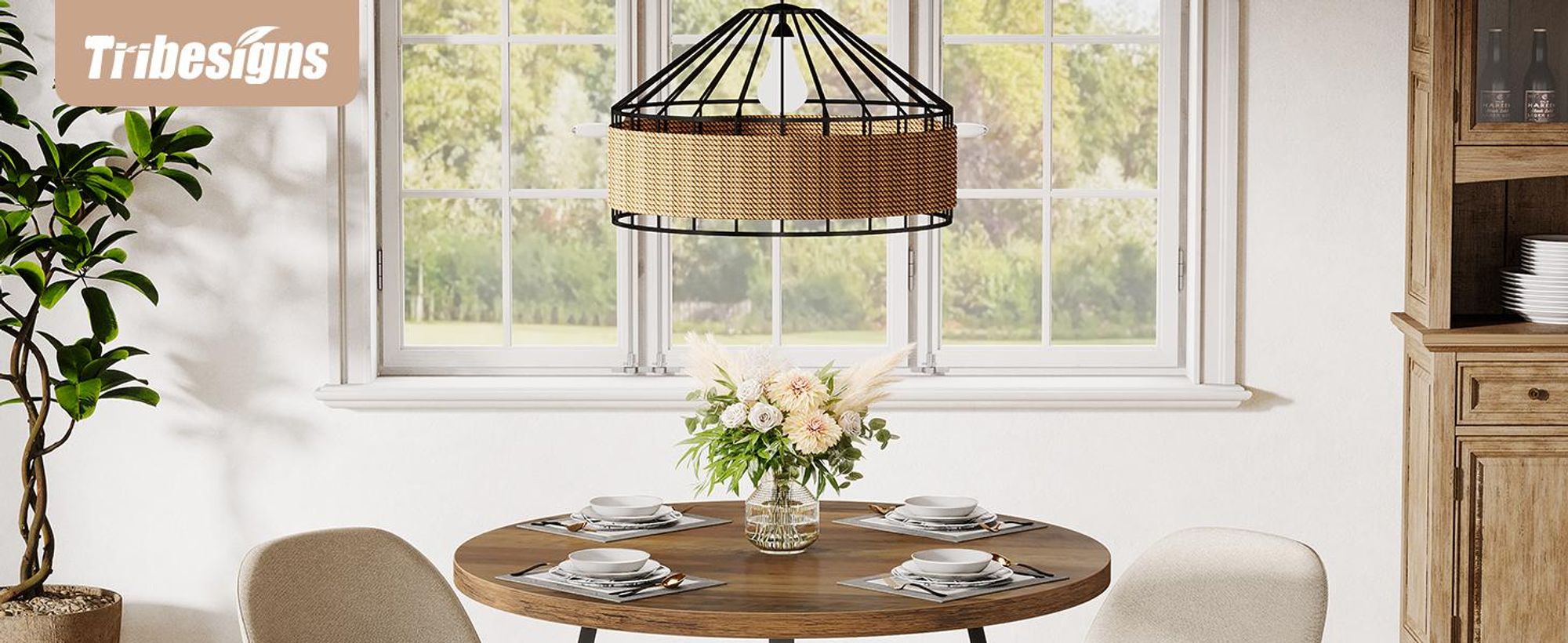 Tribesigns 80 cm runder Esstisch, mit Doppelablagen, kleiner Küchentisch für 2, Esstisch mit Metallfuß im Industrie-Stil, Esszimmer, Kaffee-Esstisch