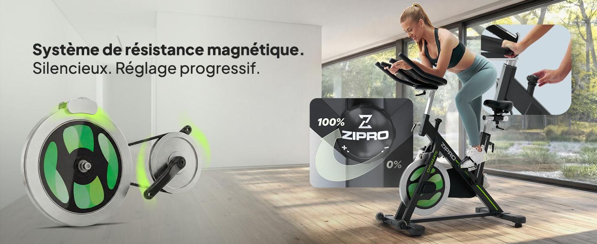 Vélo d'appartement Zipro Dynamite – Vélo d'appartement magnétique pour la maison Vélo d'appartement silencieux avec selle réglable Écran LCD Compact et stable