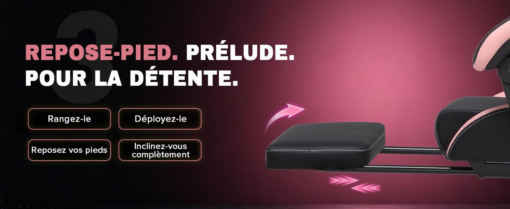 Chaise de gaming GTPLAYER, chaise de bureau, fauteuil de jeu avec repose-pieds, chaise de gamer ergonomique avec accoudoirs connectés, chaise de bureau réglable en hauteur