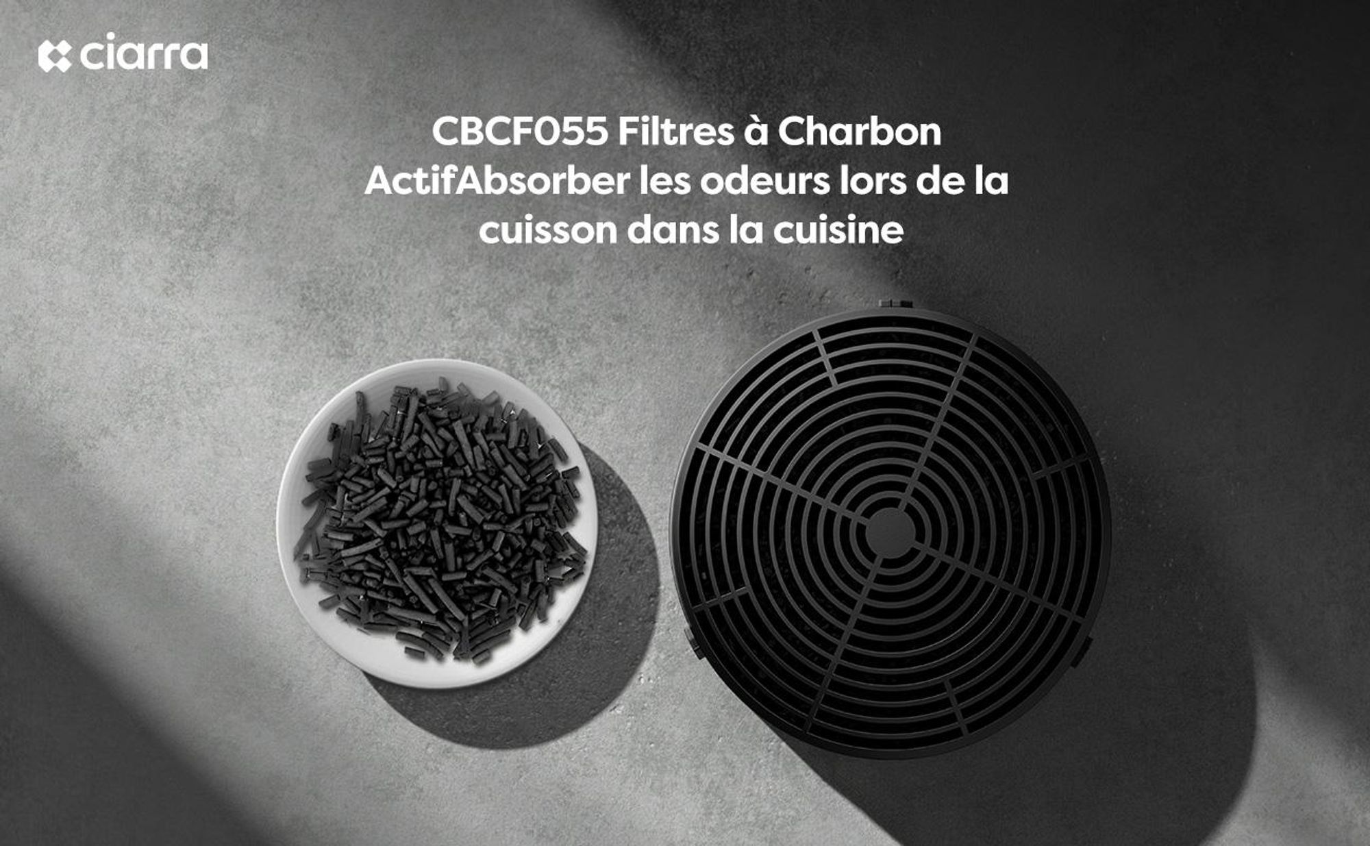 CIARRA CBCF055 Accessoires pour filtre à charbon actif pour hotte 765A 909A 931B etc., original 2 pièces.