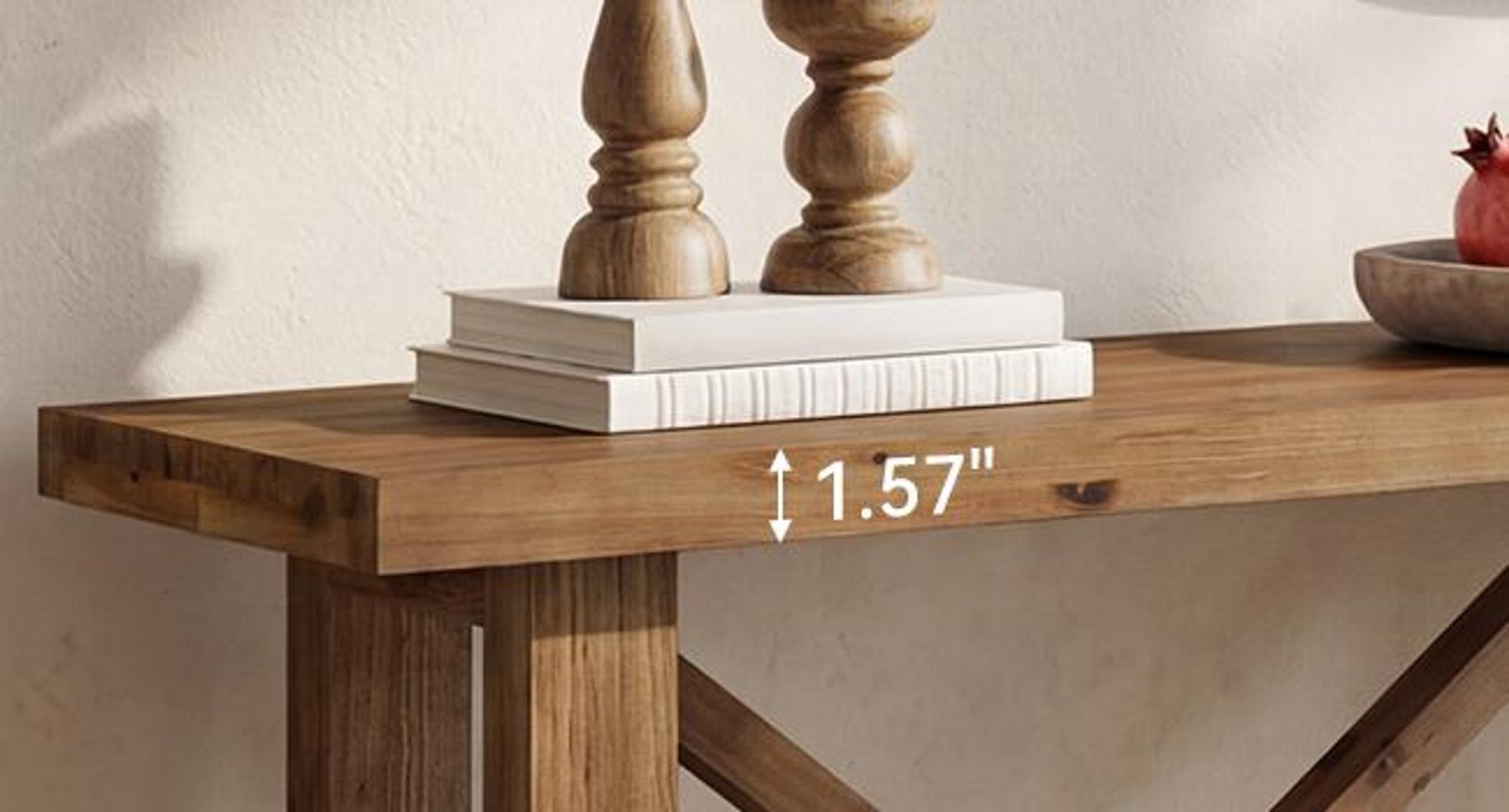 Tribesigns Konsolentisch Massivholz, 180 cm, schmaler Konsolentisch mit Stauraum, 2-stufige Konsole im Landhausstil für Flur, Eingangsbereich, Braun