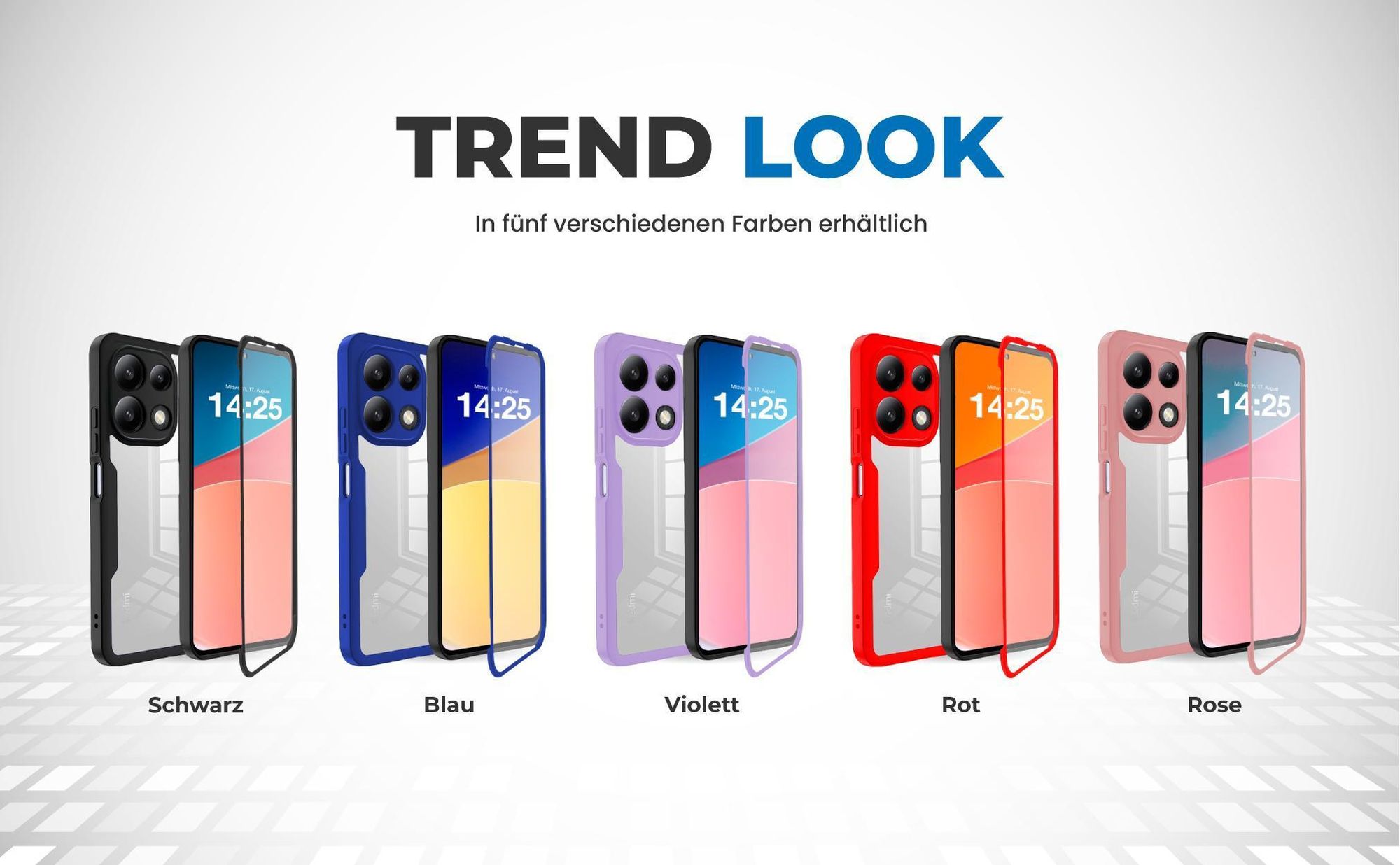 360 Grad Cover Front Back für Xiaomi Redmi Note 13 Pro in verschiedenen Farben