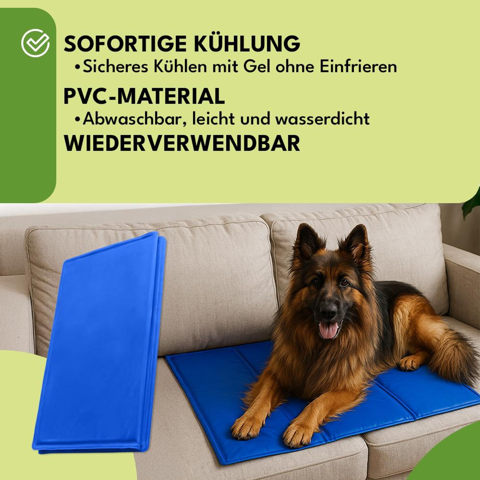 KRUMAD Kühlmatte Hund XXL 110x70cm, selbstkühlend, Gelmatte, faltbar, wasserdicht, ungiftig, ideal für große Hunde, Reisen, Sommer