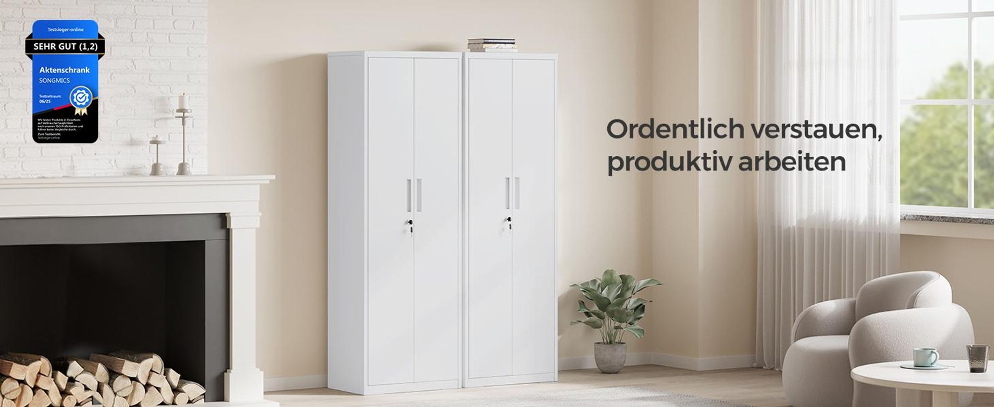 SONGMICS Aktenschrank, Mehrzweckschrank, Stahl-Aufbewahrungsschrank, 5 Ebenen, verstellbare Ablagen