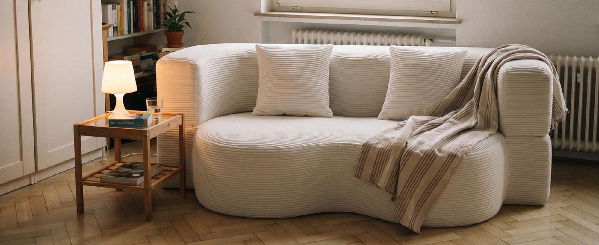 Sofa 3-Sitzer mit Schlaffunktion, 196 cm Komfortables Schlafsofa aus Cord, bis 450kg belastbar, ohne Montage, Bettcouch, Couch Gästebett, platzsparend