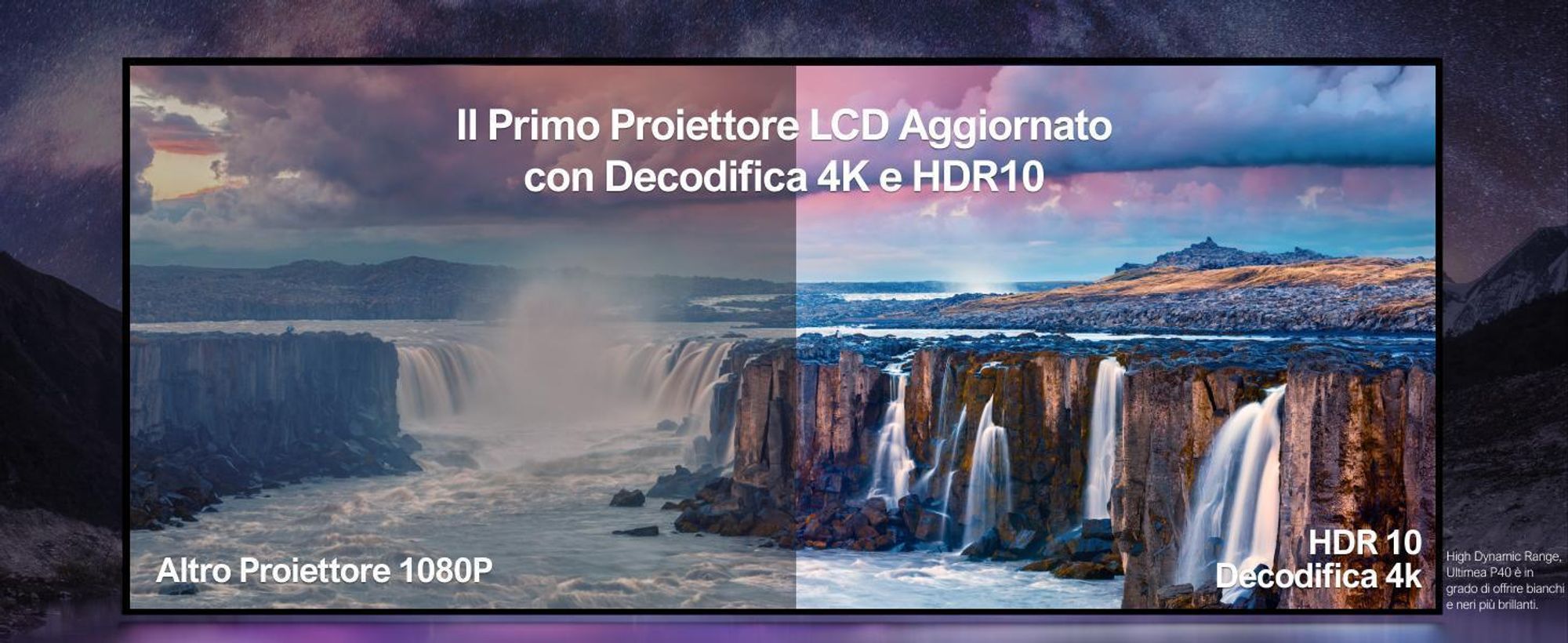 Proiettore ULTIMEA 1080P Versione aggiornata con sistema di prevenzione degli ostacoli, 700 ANSI lumen, 15000:1, allineamento intelligente dello schermo, Apollo-P40
