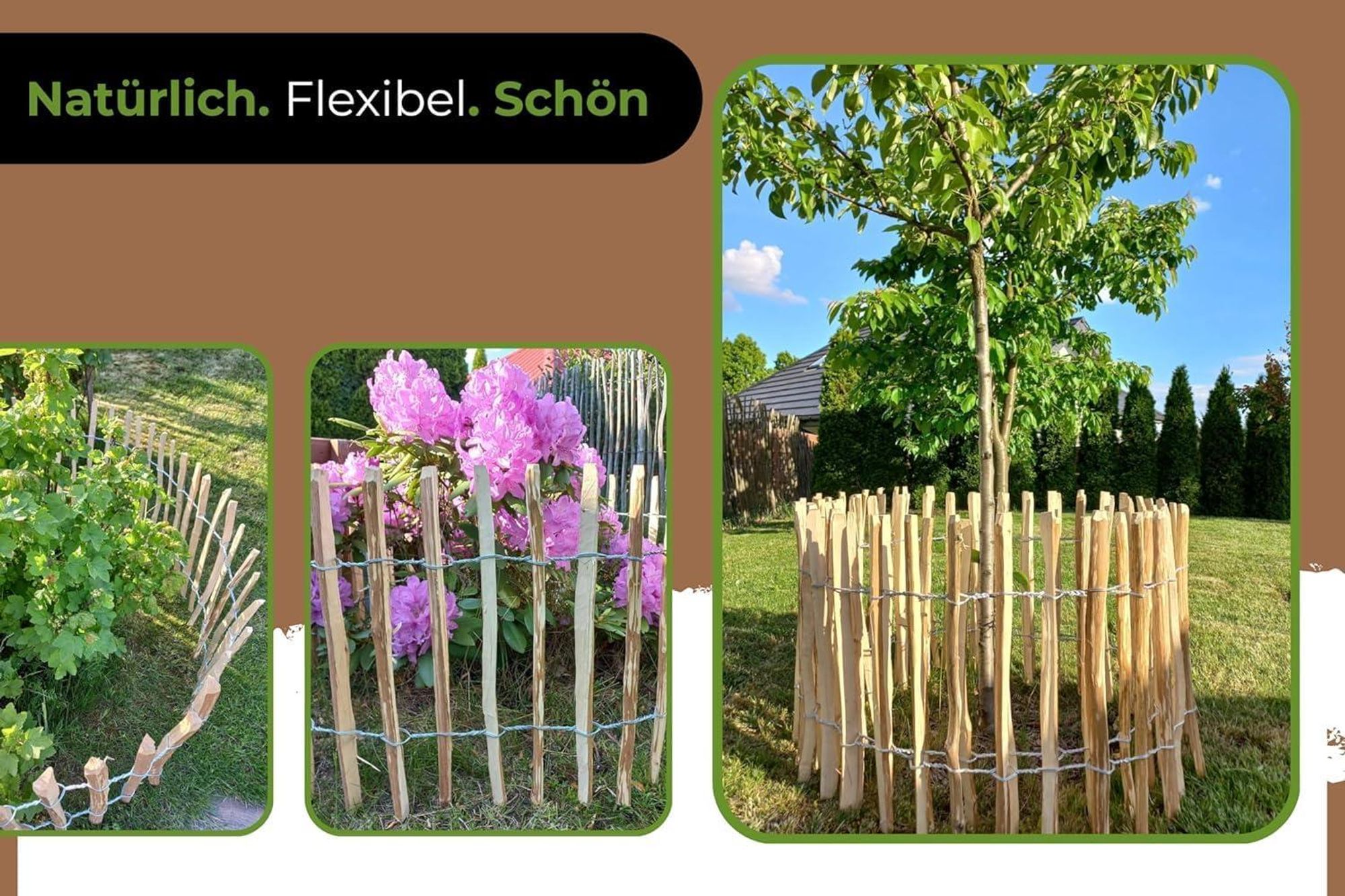 Ogrodzenia Wiklinowe Staketenzaun H:35 cm L:5m Lattenabstand 4-5 cm Gartenzaun Beetumrandung Haselnuss Holz Steckzaun Holzzaun Zaunelemente Rollzaun Rollboarder