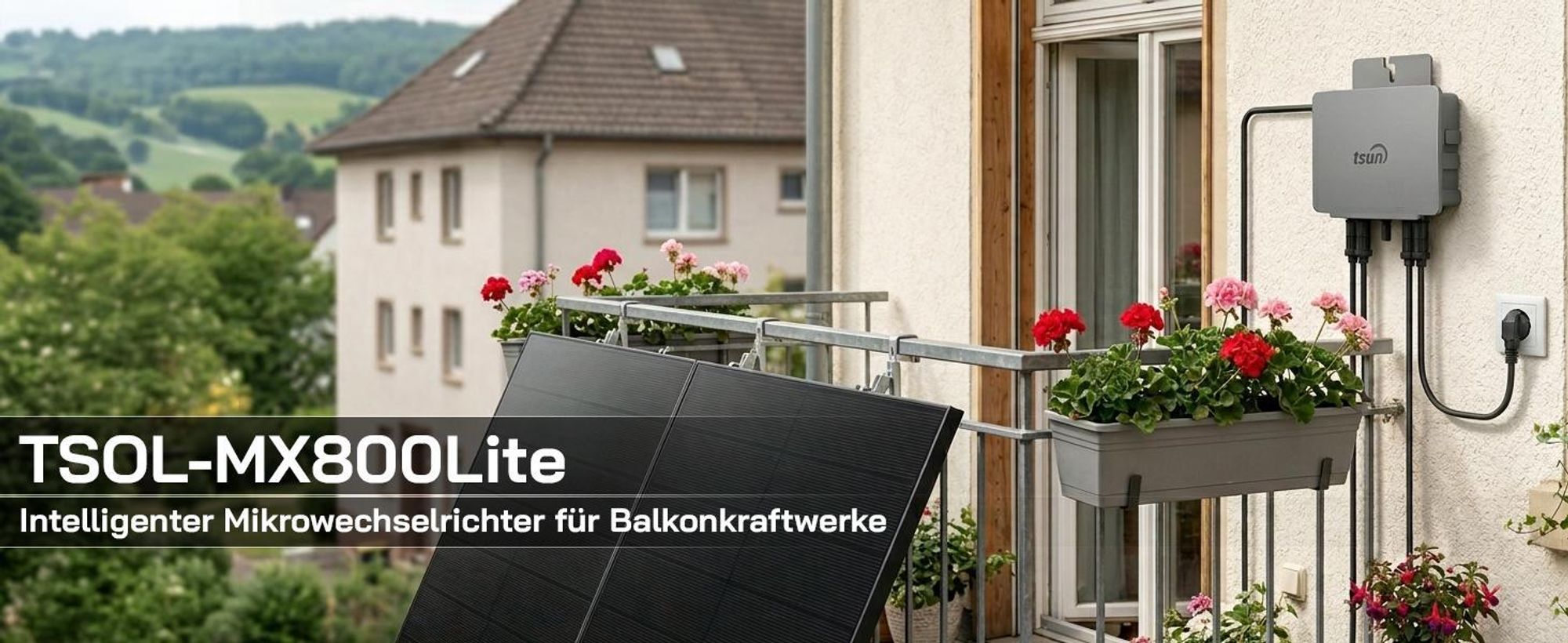 TSUN TSOL-MX800Lite 800 W Mikro-Wechselrichter, 2 MPPT, WiFi & Bluetooth, IP67, Micro Inverter für 2 Solarmodule inklusive 5m Anschlusskabel