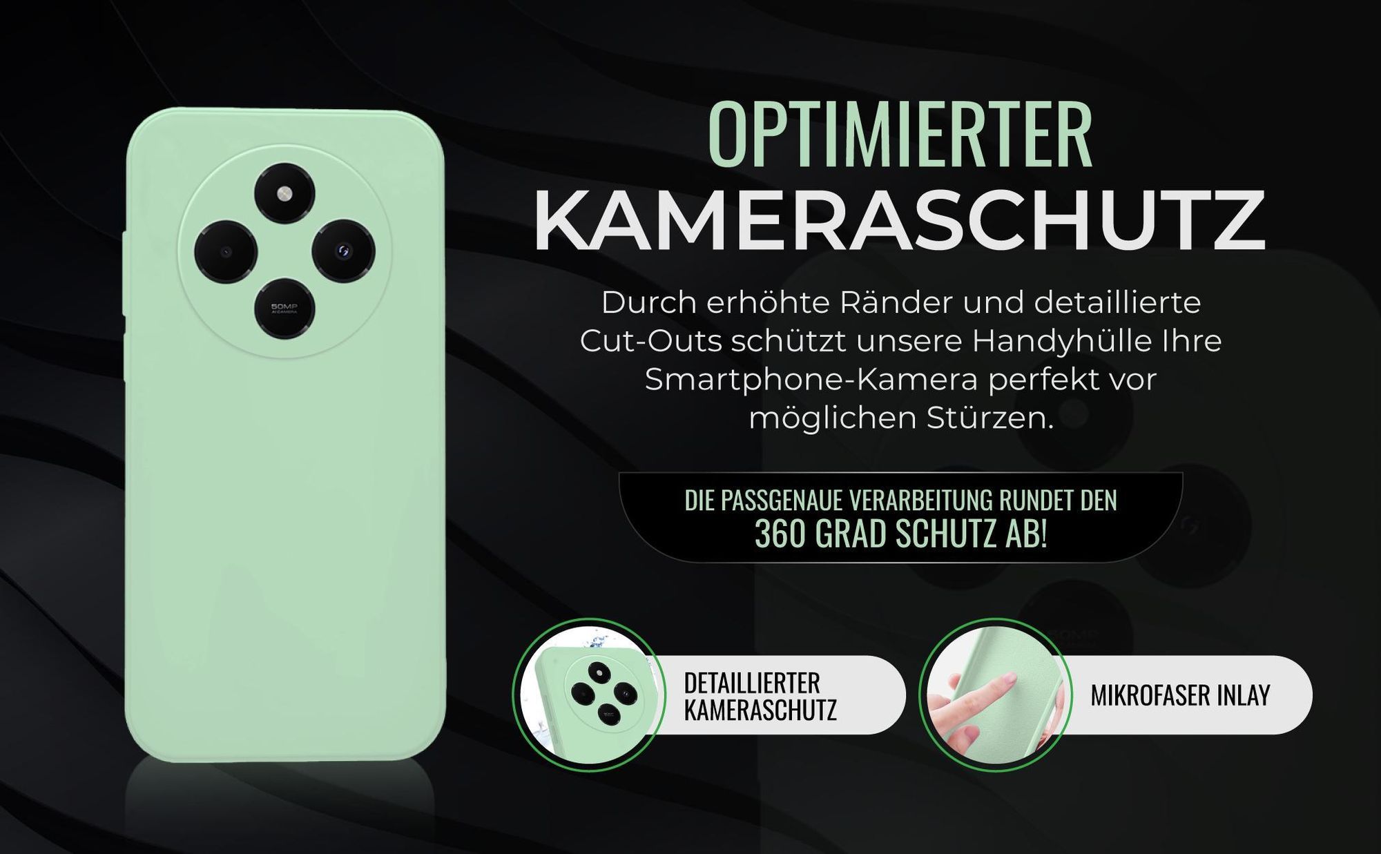 Handyhülle in Türkis für Xiaomi Redmi 14C in detailliertem Kamera Cutout