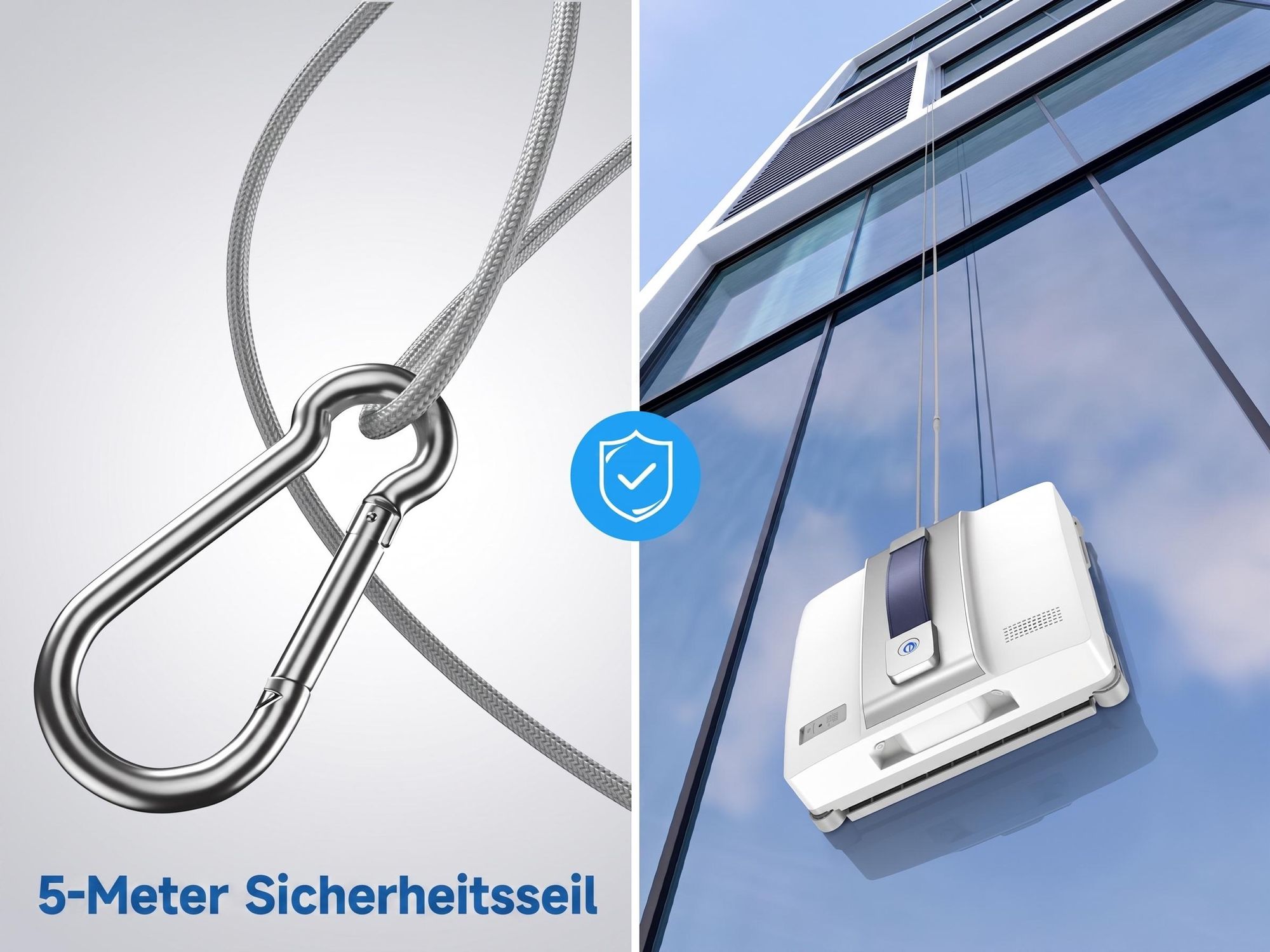 Lubluelu CHYW200 Smart Fensterputzroboter, Fensterroboter mit Dual-Sprüher, 9000Pa Saugkraft, Automatische Reinigung, Fernbedienung & Sicherheitsseil
