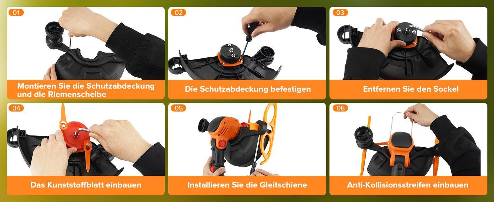 Akku Rasentrimmer, 21V Rasenkantenschneider, Freischneider, mit 2 Batterie und Ladegerät, Einstellbarer Schnitttiefe, für Hof, Garten, Rasen
