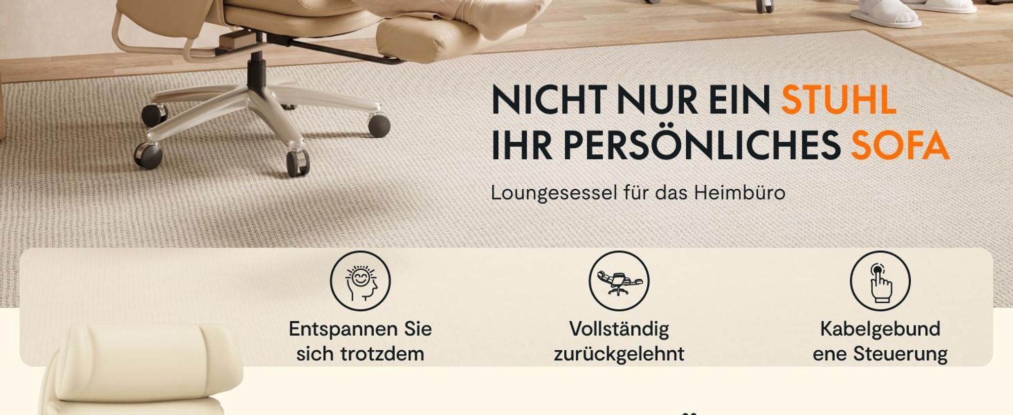 FLEXISPOT HC4 Pro 3-in-1 Chefsessel Bürostuhl mit 165° Liegefunktion, 3D-Kopfstütze, kratzfestem & wasserabweisendem Kunstleder und Fußstütze, Schwarz