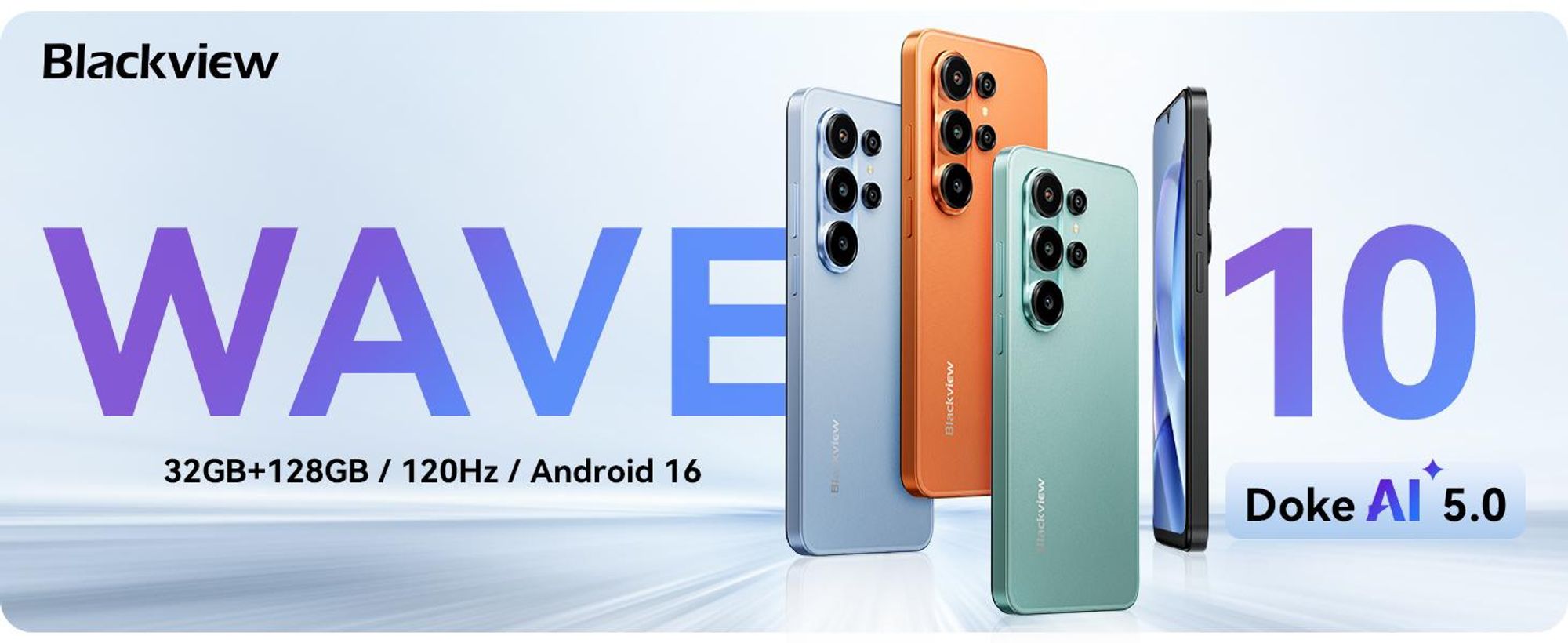 Blackview WAVE 10 Smartphone Ohne Vertrag, Android 16, 32+128GB,Dual SIM,120Hz, 6.88",32 MP, Live-Fotos, 5000 mAh, Face ID, WiFi 5G, Doke OS 5.0
