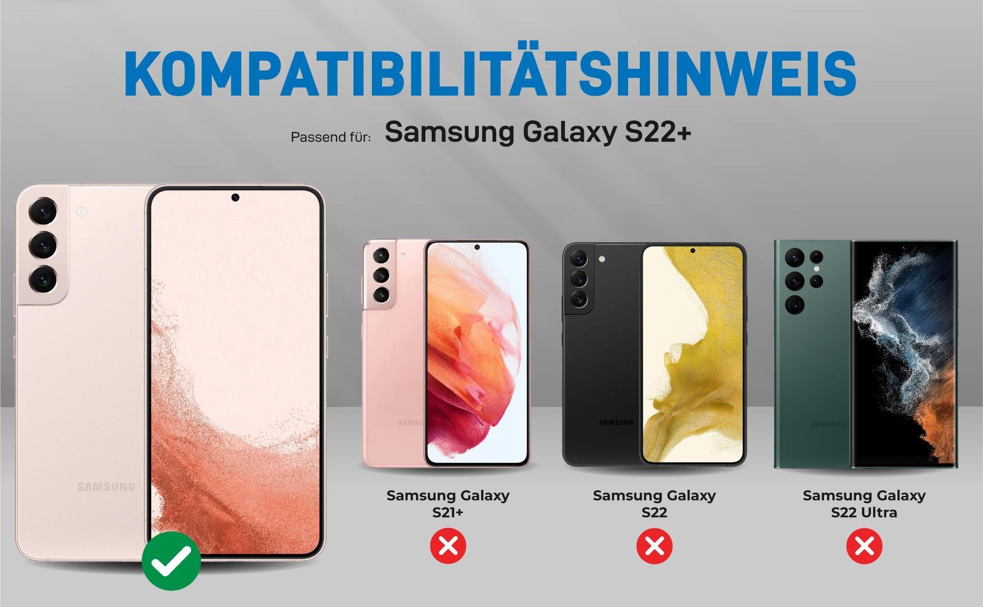 Kompatibilitätshinweise Hülle für Samsung Galaxy S22+