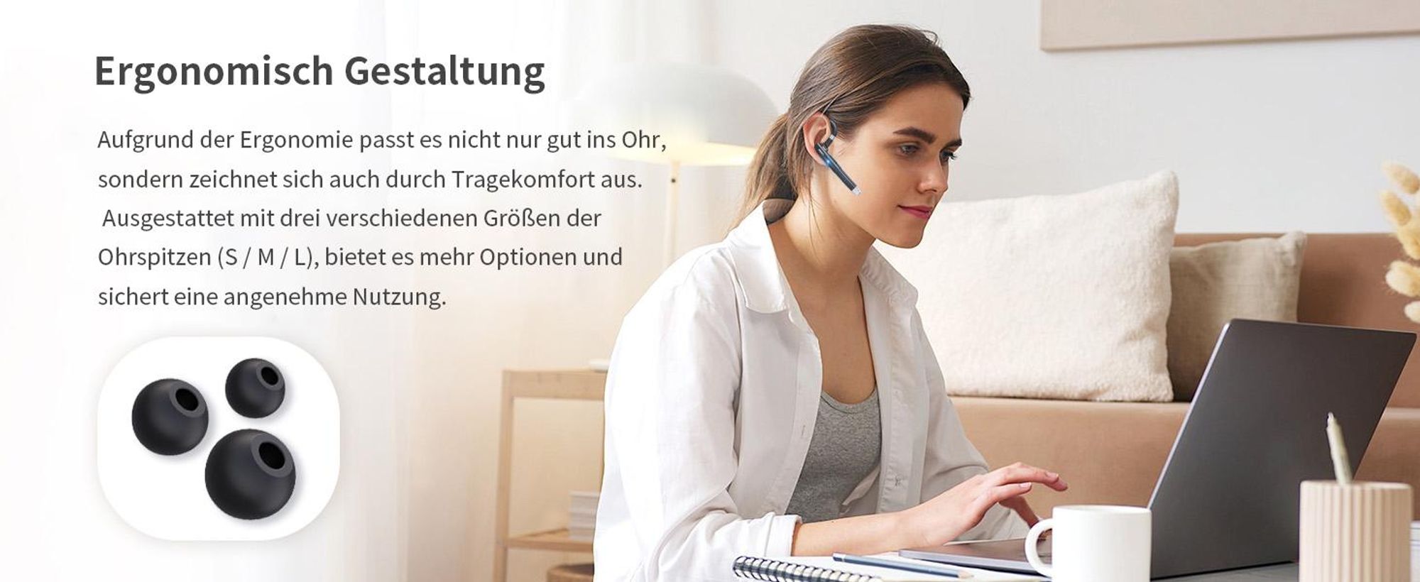Headset Bluetooth 6.1 Kabellos Kopfhörer mit CVC8.0 Mikrofon 100 Std Spielzeit Freisprech Handy Headset 1,5 std Schnellladung LED Ladebox Zwei-Geräte