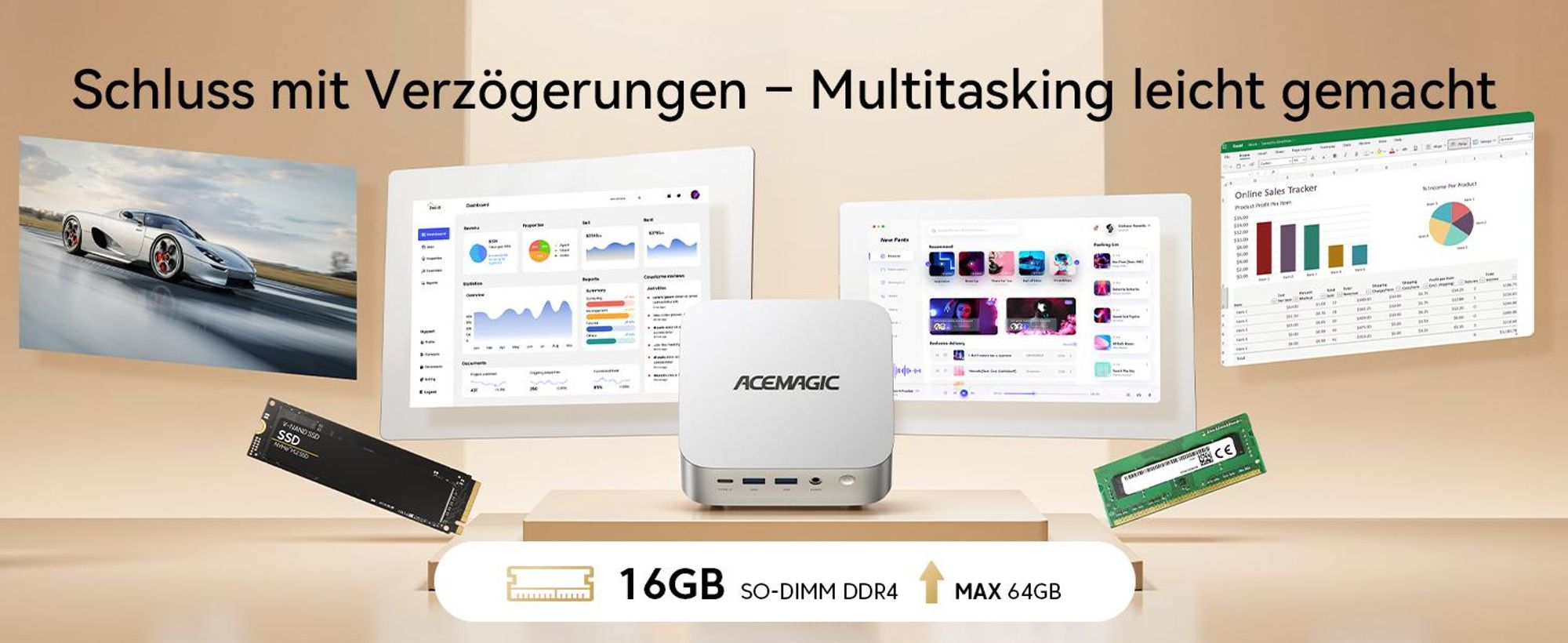 ACEMAGIC K1 Mini PC mit Intel Core i5-12600H,16GB DDR4 512GB SSD,Windows 11 Pro,WiFi 6,4K-Ausgabe