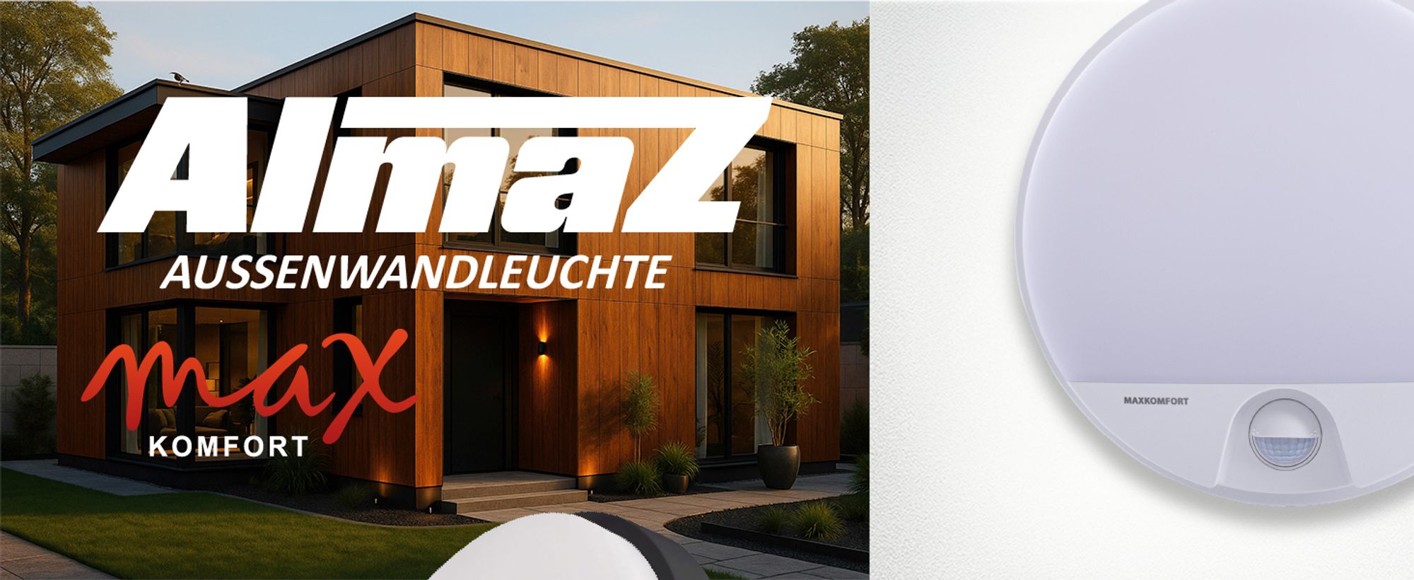 ALMAZ LED Außenwandleuchte weiß mit Bewegungssensor – 15W, 4000K, IP54, 2000lm