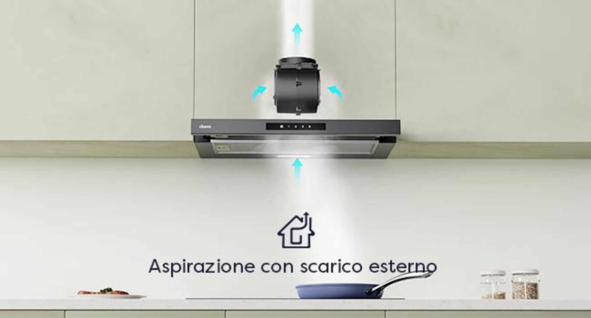 CIARRA Cappa aspirante piatta da 60 cm, 606 m³/h, cappa aspirante da incasso estraibile, con sistema di ricircolo e aspirazione, modello VM6909AB