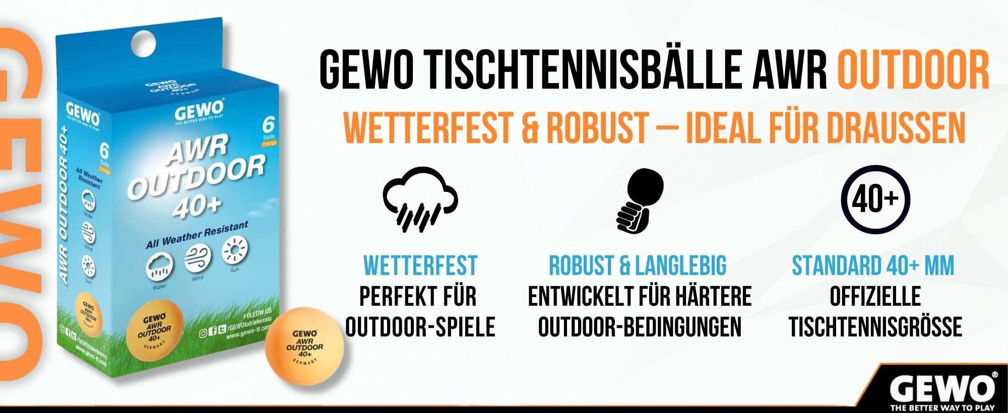 GEWO Tischtennisbälle, Tischtennisbälle Outdoor