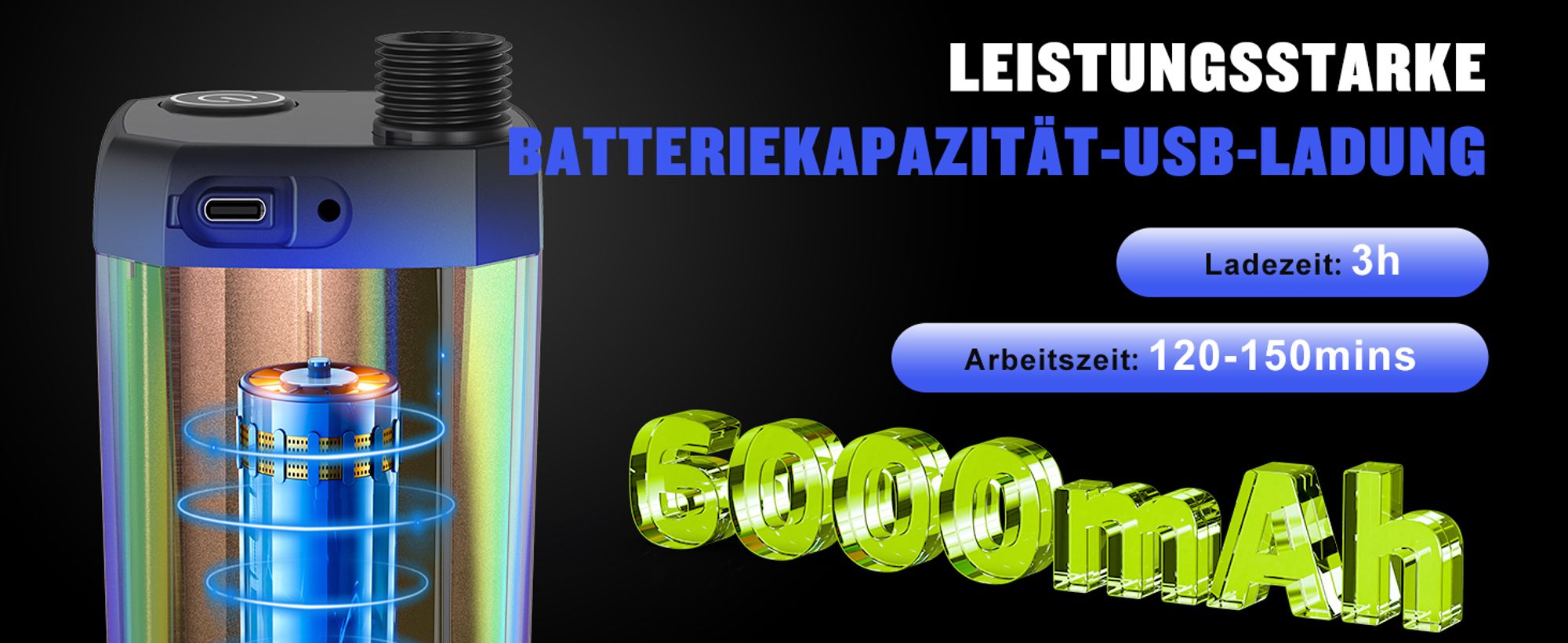 Tragbare Campingdusche,[6000 mAh] ,Pump- und Temperaturanzeige,mit Duschkopf und 2 m Schlauch für Garten, Waschen des Autos, Strand, Camping, Haustier