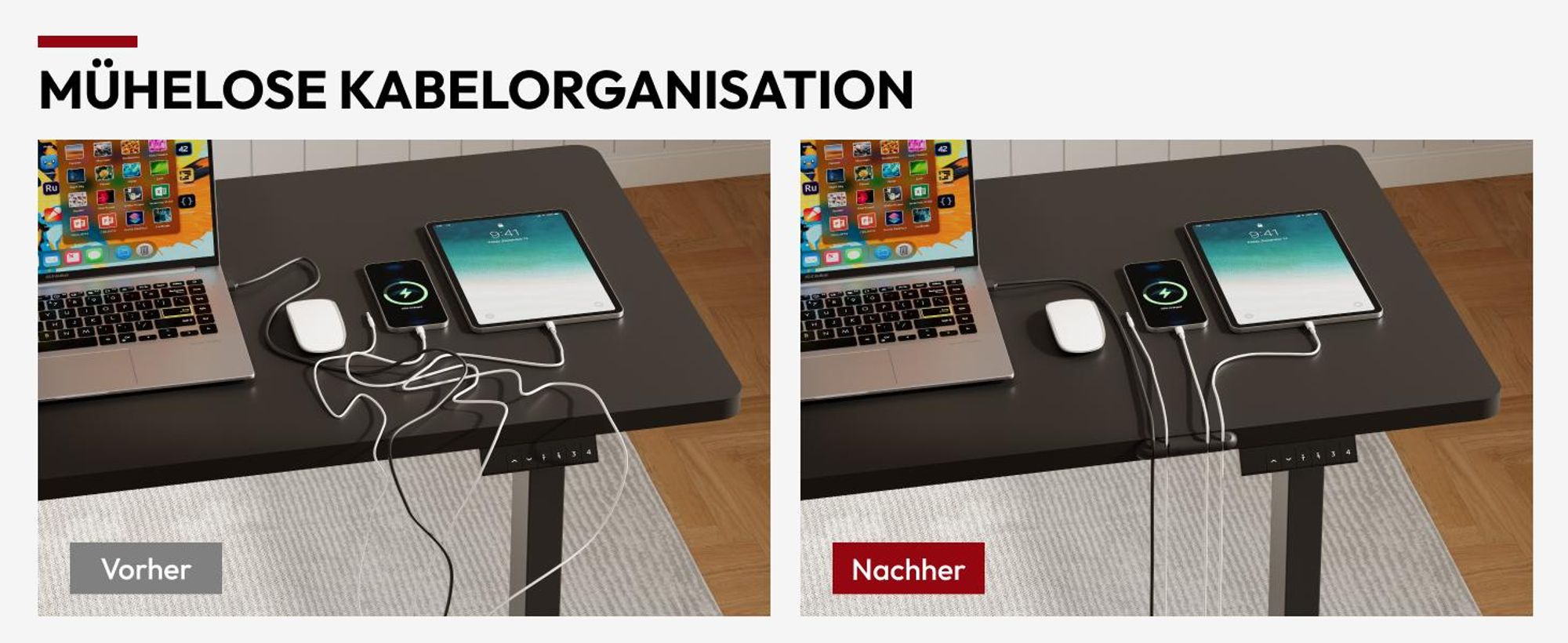 SANODESK Höhenverstellbarer Schreibtisch 200x80cm elektrisch 4 Memory-Funktion, Antikollisionsschutz, 70kg Tragkraft, mit Haken und Ablagebox(Schwarz)