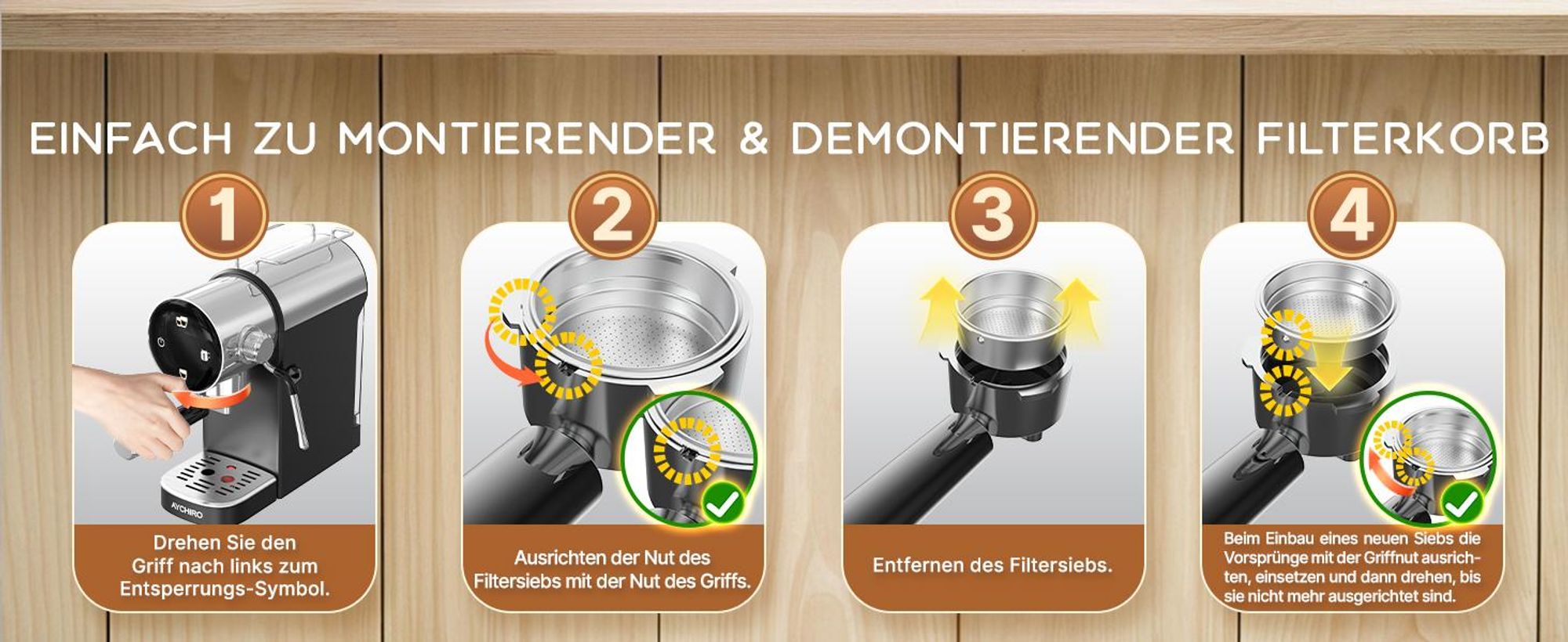 CHEFFANO Espresso Siebträgermaschine 20 Bar, Espressomaschine mit Milchsystem & Touchscreen, Edelstahl Kaffeemaschine für Cappuccino & Latte