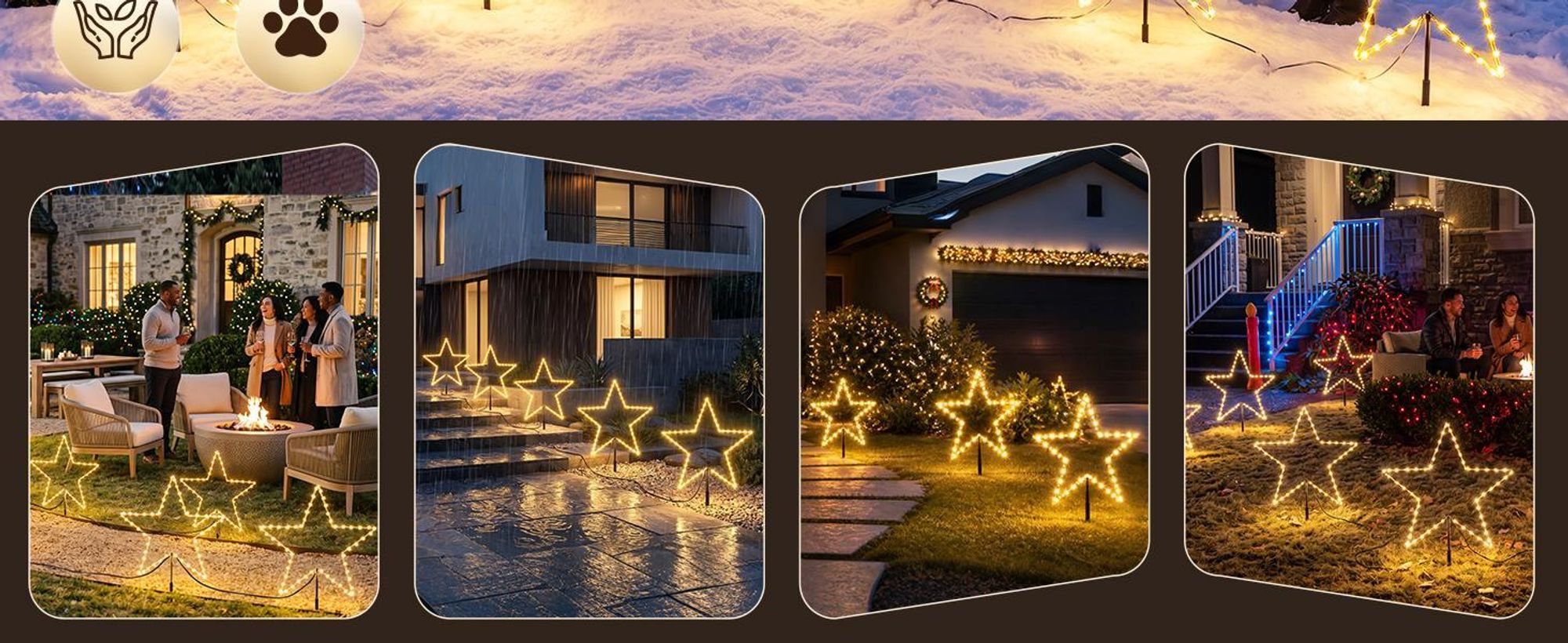 SALCAR LED Gartenstecker Sterne 60 cm, 180 LEDs, 3er Set, 8 Modi, Timer, LED Leuchtsterne, Außen Weihnachts & Gartendekoration für Garten Lighting