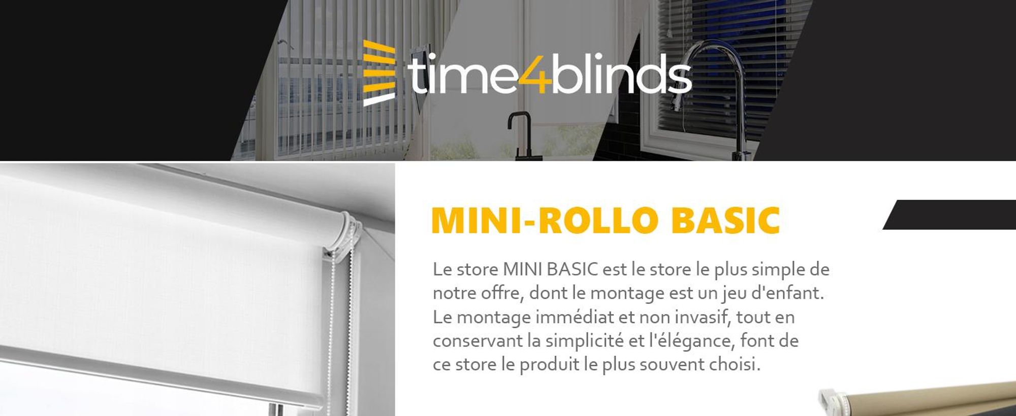time4blinds, Mini store, sans perçage, 800x1400mm, Gris, côté Gauche