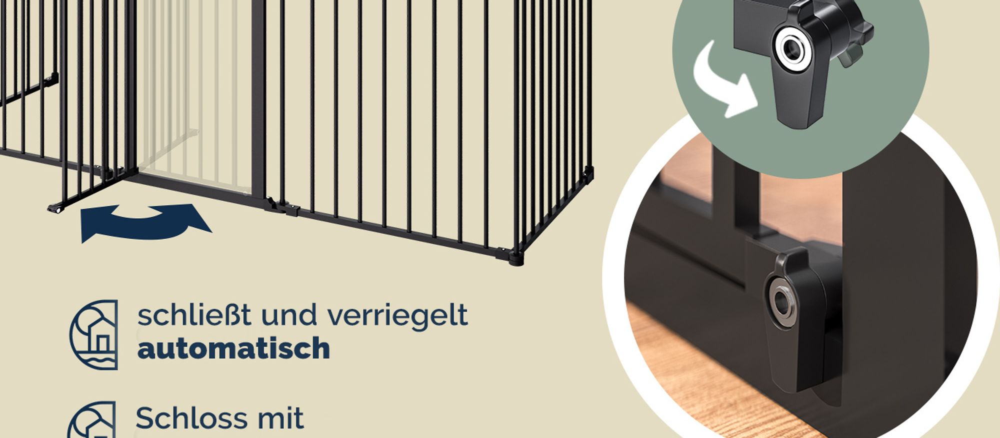CASARIA® Kaminschutzgitter Baby mit Sicherheitstür Metall ohne Bohren 306x77cm Hundegitter Kinderschutz Treppenschutzgitter Absperrgitter Schwarz