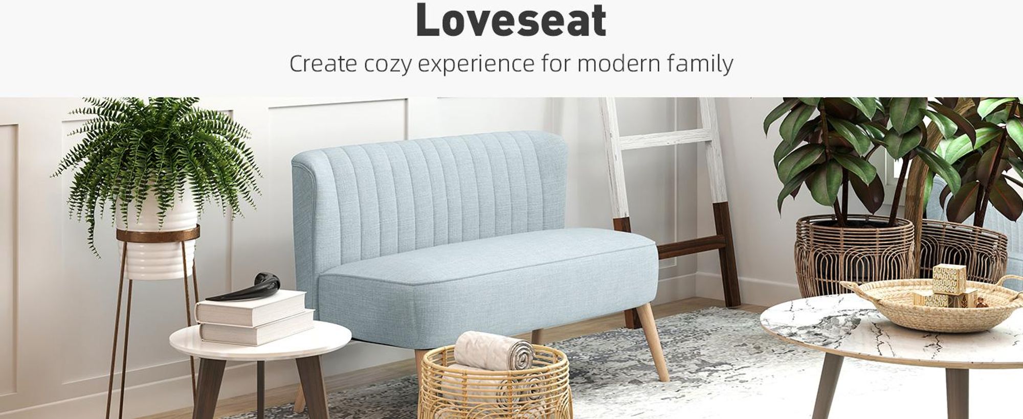 Sofa dwuosobowa HOMCOM, mała sofa dwuosobowa z lnianym wykończeniem, nowoczesna tapicerowana sofa do salonu, sypialni, małej przestrzeni, jasnozielona, ​​117 x 56,5 x 77 cm