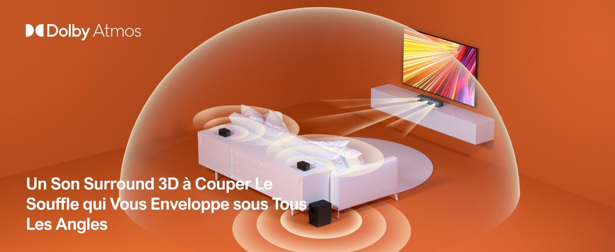 Barre de son ULTIMEA 5.1 avec Dolby Atmos, 3D Surround Sound System avec subwoofer, 2 haut-parleurs arrière, barre de son Bluetooth 5.3 avec basses réglables