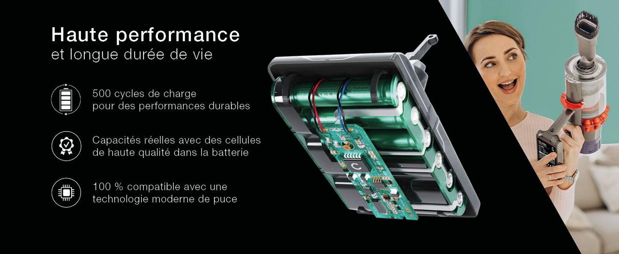 CELLONIC 1x Batterie pour Aspirateur Compatible avec Dyson V8 Absolute plus, V8 Carbon Fiber vacuum, V8 , V6 - (3000mAh, 21.6V)