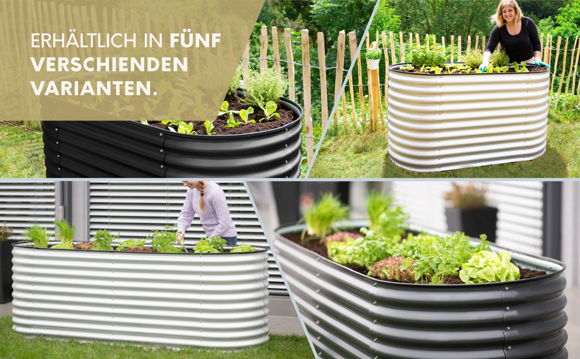 Westmann Grow Faster L Metall Hochbeet L-Form Wellblech in Anthrazit