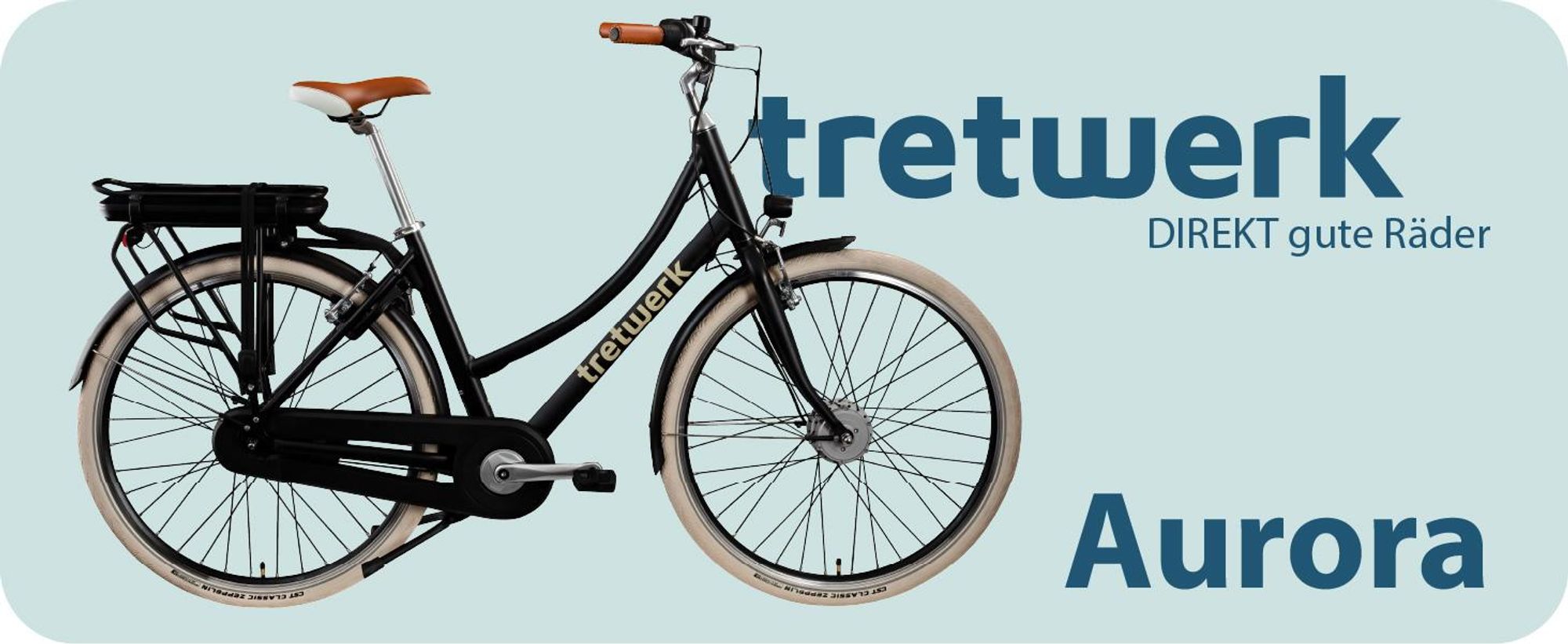 Das Bild zeigt das Tretwerk Aurora E-Citybike in der Seitenansicht.