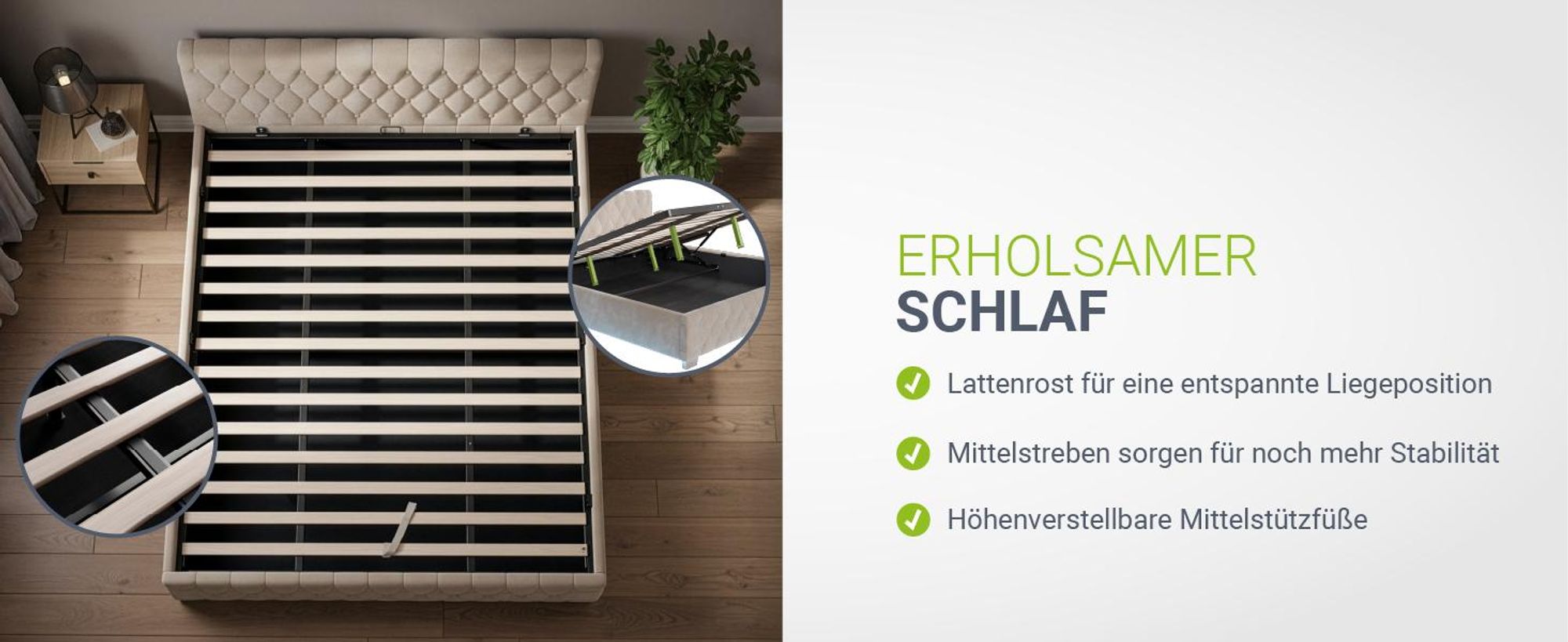 Juskys Polsterbett Nizza 180x200 cm mit Matratze - Bettgestell mit Lattenrost, Stauraum & LED Beleuchtung – Samtbezug, Chesterfield-Steppung - Beige