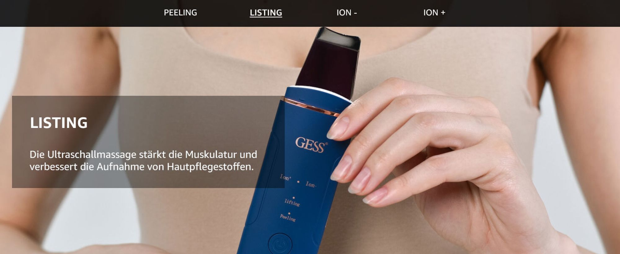 Gesichtspeelings Gesichtsreinigungsgerät mit 4 Modi, Ultraschallpeelinggerät für Gesicht Model SKY, GESS