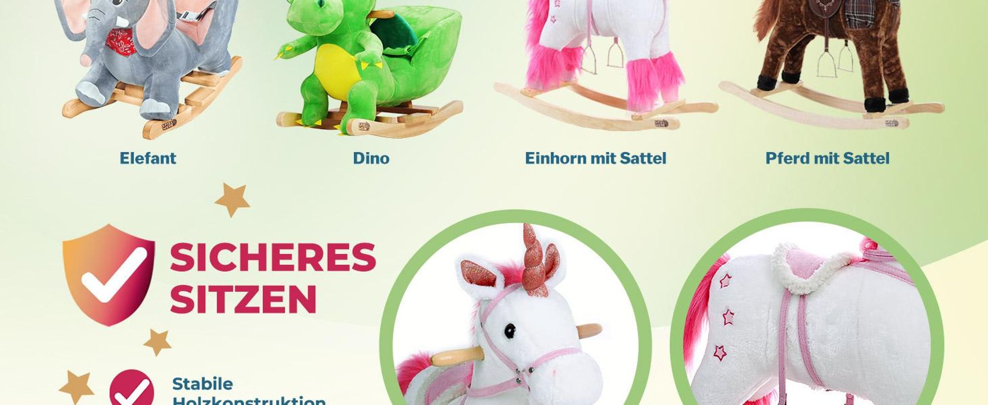 SPIELWERK® Schaukelpferd Einhorn ab 3 Jahren