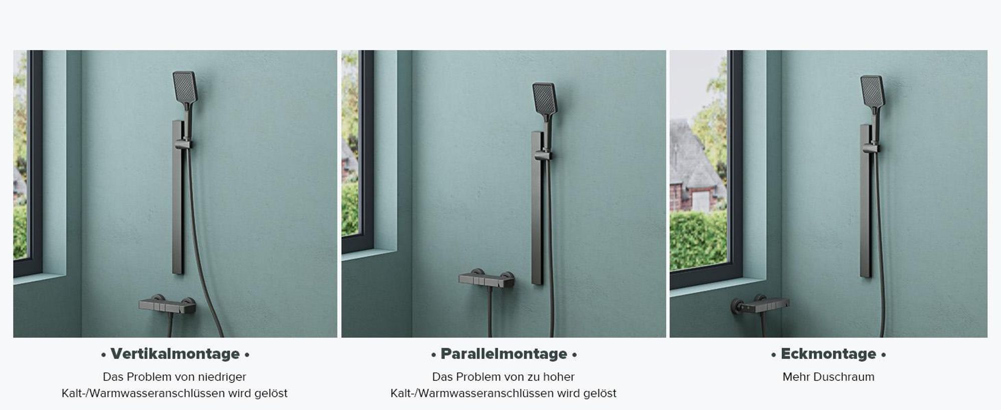 doporro Duschsystem mit Duscharmatur Duschgarnitur mit Regendusche und 3 Strahlarten Duschkopf Dusche komplett Höhenverstellbar Weiß Duschsystem10